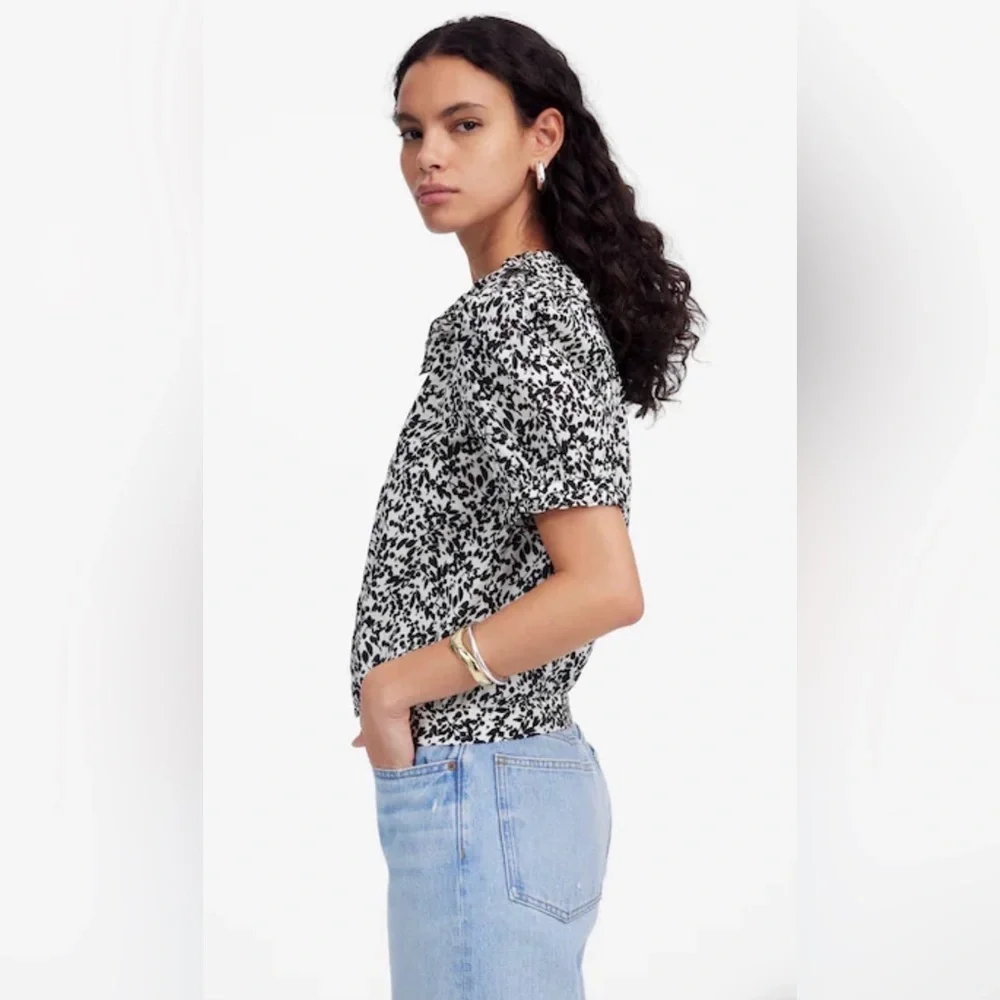 Madewell Ruffled Button-Front Top in Floral, Size S